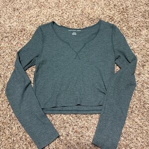 American Eagle Outfitters Teal Long Sleeve Crop Top